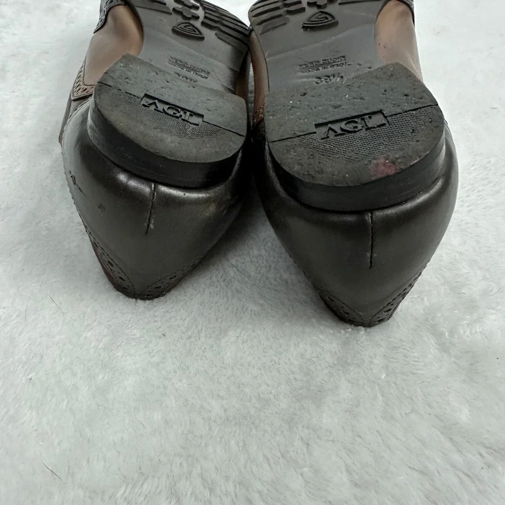 AGL Attilio Giusti Leombruni Brown Leather Wingtip Oxford Lace Up Shoes 38-1/2 - Picture 6 of 9